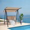 Costway 2-Seat Patio Swing Porch Swing with Adjustable Canopy for Garden Black/Dark Brown